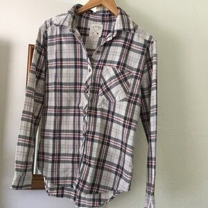 LA Hearts White, Navy & Red Plaid Button-Down Shirt